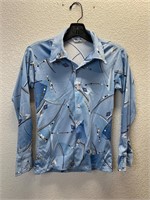 Vintage Youth Boys Polyester Button Up Shirt 70s