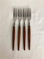 Four Wood Handled Forks Made in Holland