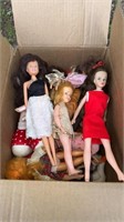 Box lot of vintage dolls, and toys