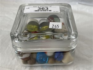 Lidded Glass Canister w/ Marbles