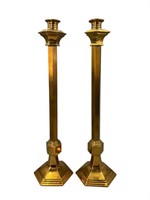 Vintage Brass, Copper Gilt Tall Candle Holders
