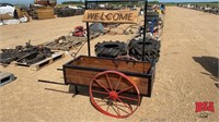 Custom built wagon , welcome sign /planter box