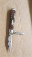 Early Ka-Bar 2 Blade Bone Handled Pocket Knife