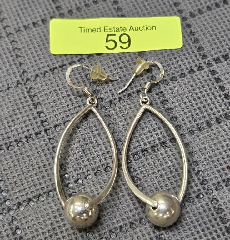 STERLING SILVER DANGLE BEAD EARRINGS