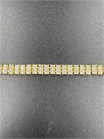 Gold Overlay White Sapphire 2 Row Tennis Bracelet