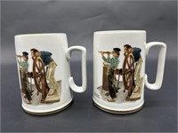 2- River Pilot by Norman Rockwell Collectable Mugs