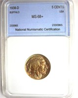 1938-D Buffalo Nickel MS68+ LISTS $30000