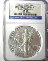 2011-S Silver Eagle NGC MS69 LISTS $160