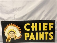 VINTAGE 28X12 INCH DOUBLE SIDED CHIEF PAINTS
