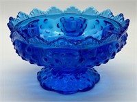 Vintage Fenton Blue Hobnail Candle Bowl