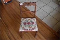 Vintage Wooden Floral Upholstered Chair