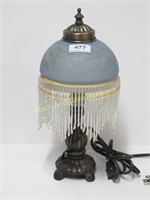 Small Boudoir Lamp With Beaded Glass Shade
