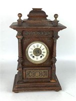 Vintage Clock with Porcelain Face & Wood Case