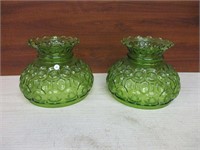 2 Green Glass Lamp Globes