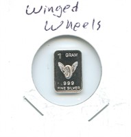 1 gram Silver - Winged Wheels