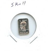 1 gram Silver - Skull