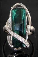 Platinum 10.44 ct Tourmaline & Diamond Ring