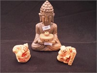 Soapstone Buddha incense burner and two