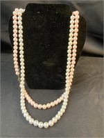 2-pink and grayish pearl necklaces