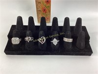 (5) sterling rings sizes 6.75, 8, 7, 6.5. Total