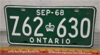 1968 Ontario license plate