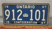 1967 Ontario license plate