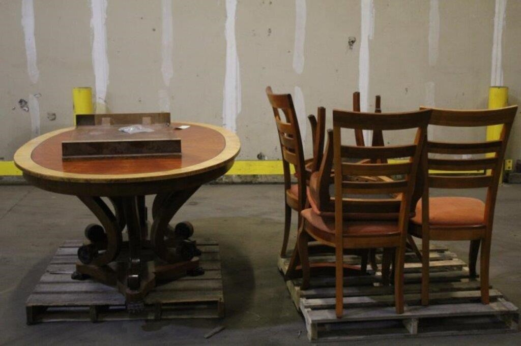 Oval Table & (5) Cherry Chair & One Leaf 80'' x 48