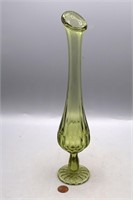 Vintage Fenton Green Swung Glass Vase