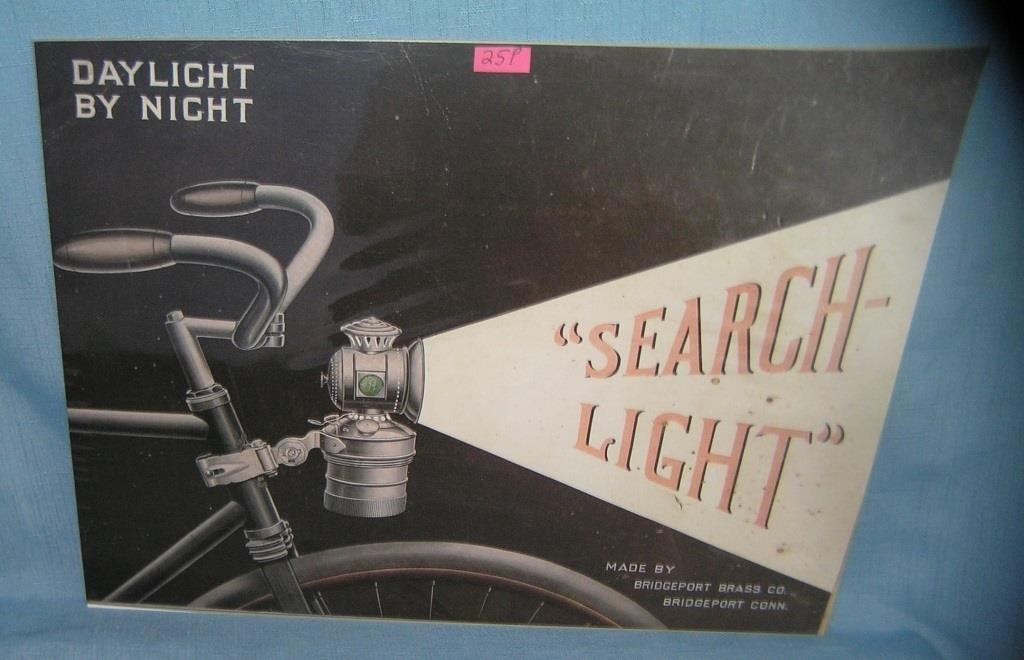 Bicycle search light retro style advertising sign