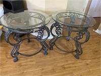 Pair of Metal & Glass End Tables