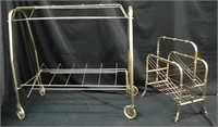 Brass Plated Record Cart & Magazine Rack V5A