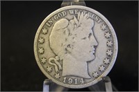 1914-P Barber Silver Half Dollar