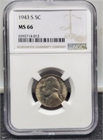 1943-S Slab Silver Nickel NGC MS66
