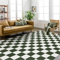 8X10 Lahome Checkered Rug  Green/White