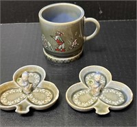 Irish porcelain – two trinket dishes and mug