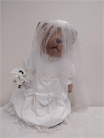 Collectible wedding bear on stand