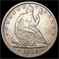 1854 Arws Seated Liberty Half Dollar CLOSELY