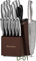 Astercook 15Pcs Kitchen Knife Set W/ Block $90