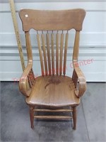 >Oak High Back Arm Chair