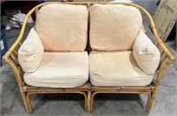 Mid Century Rattan Bamboo Wicker Loveseat