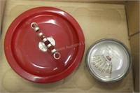 2 vintage Portage ad ashtray & coop glass calendar
