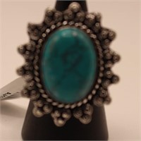 Turquoise Size 6 Ring German Silver