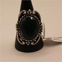 Emerald  Size 8 Ring German Silver