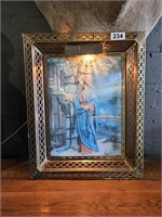 Lighted Jesus Holographic Pring in Tin Frame