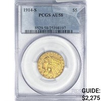 1914-S $5 Gold Half Eagle PCGS AU58