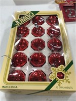 Box of 15 red globe ornaments by Pyramid