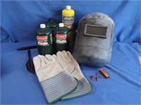 Welding Face Shield, Gloves, 3 Cans Propane, Can