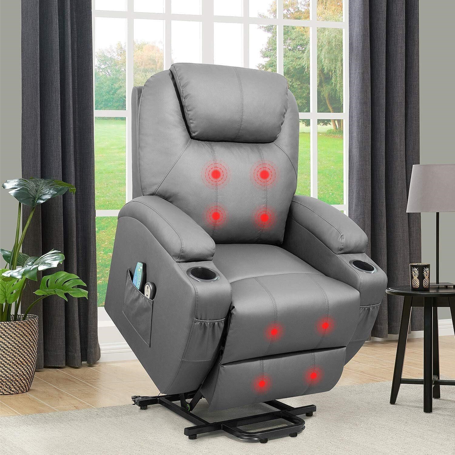 Flamaker Lift Recliner Chair  Gray Massage