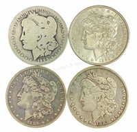 (4) 1889 & 89-o Morgan 90% Silver Dollars