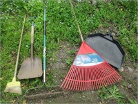 rakes, shovels, leaf dustpan